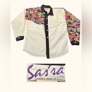 Vintage Sas’sa 100% Cotton Bold 90s Throwback Western Shirt